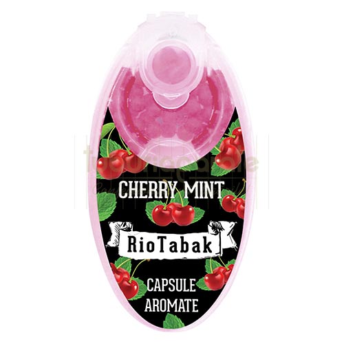 Recipient cu 100 capsule aromatizante pentru tigari cu aroma de cirese si menta marca RioTabak Cherry Mint